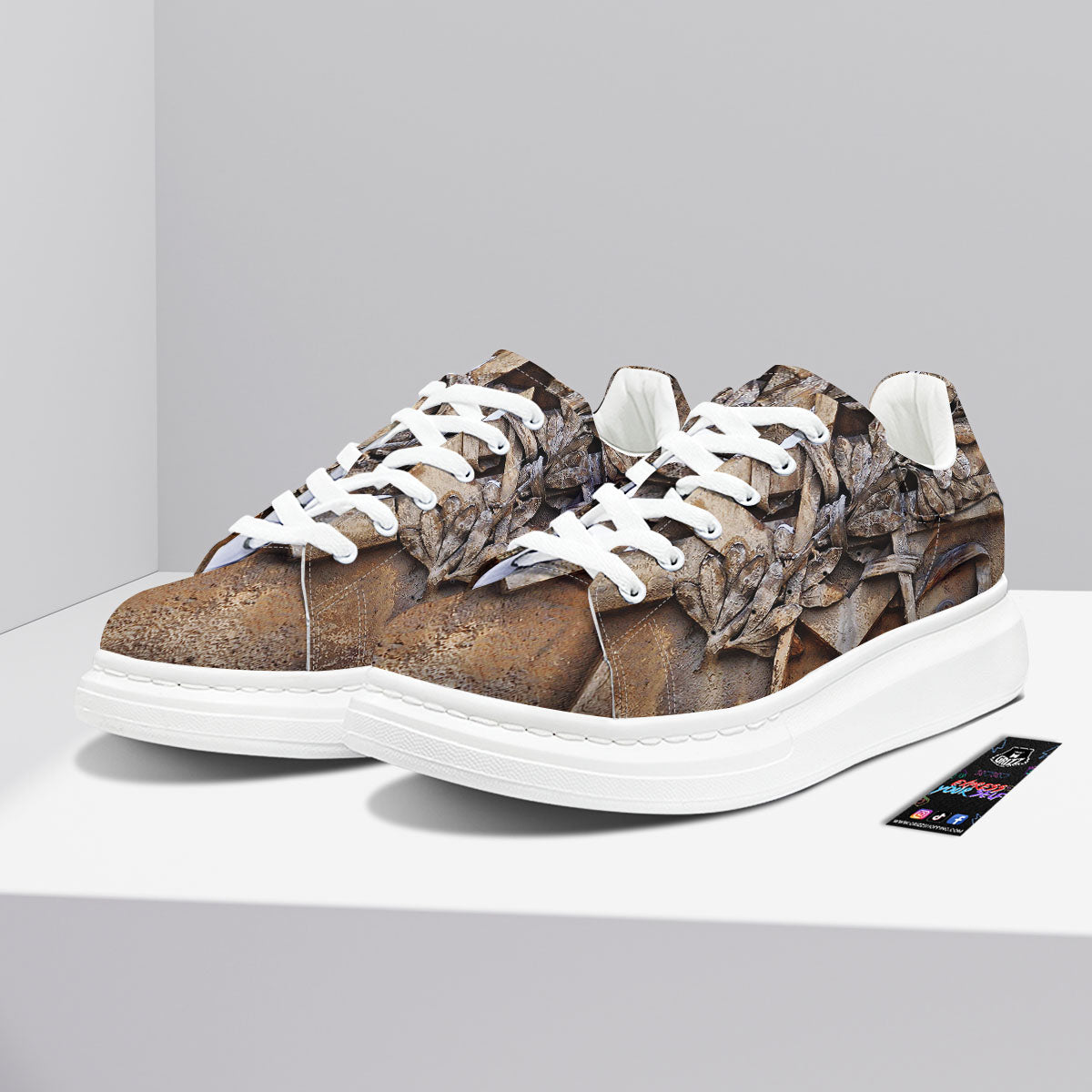 Emblem Freemasonry Print Platform Shoes-grizzshop