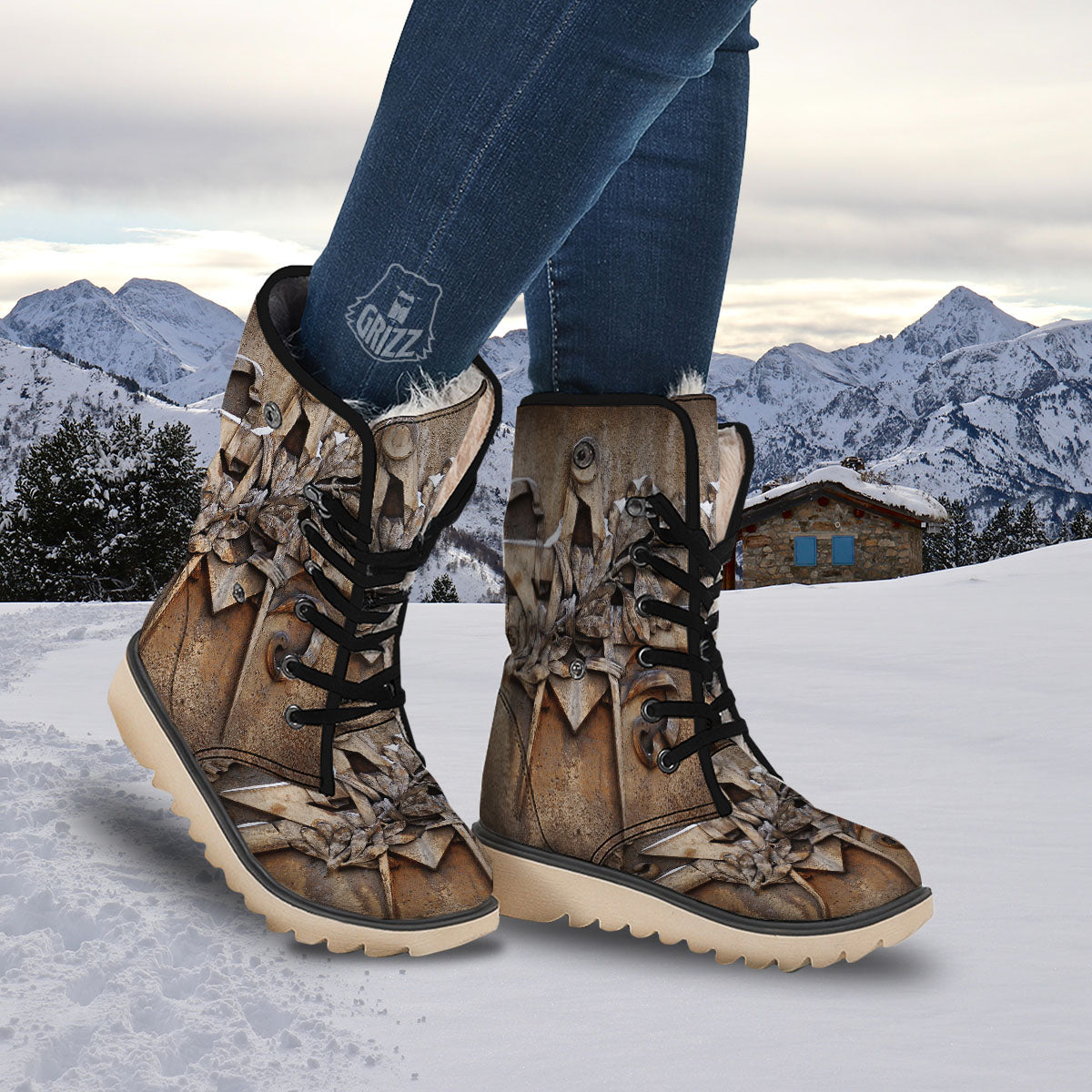 Emblem Freemasonry Print Snow Boots-grizzshop