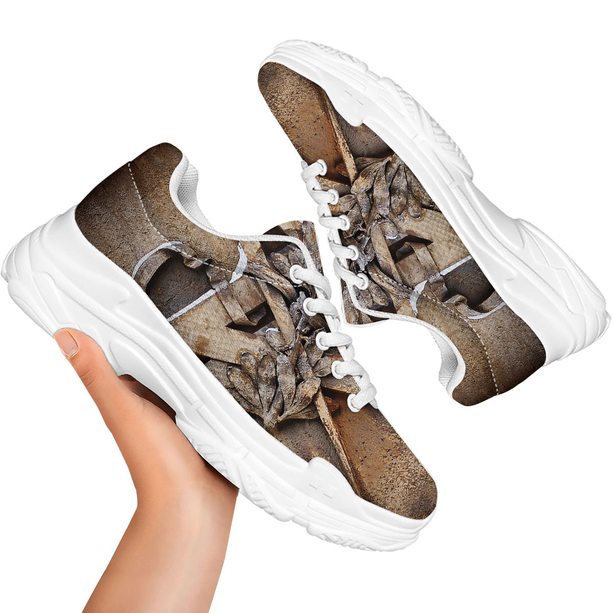 Emblem Freemasonry Print White Chunky Shoes-grizzshop