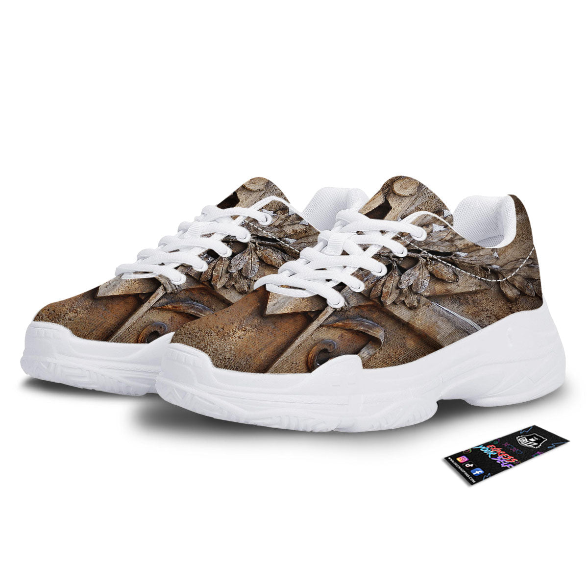 Emblem Freemasonry Print White Chunky Shoes-grizzshop