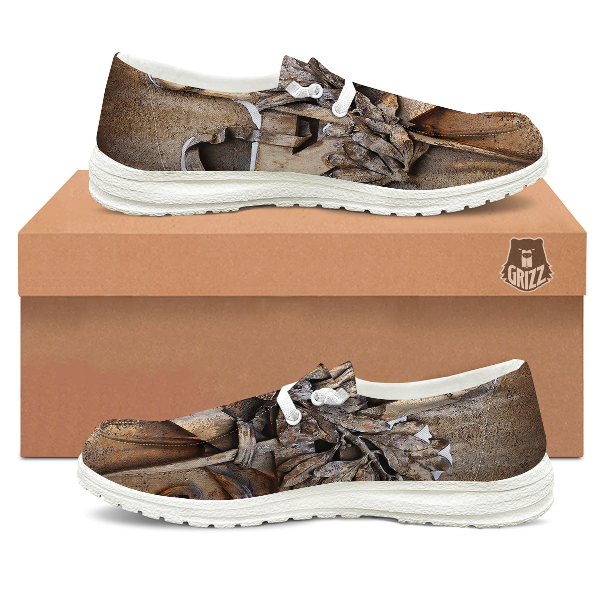 Emblem Freemasonry Print White Loafers-grizzshop