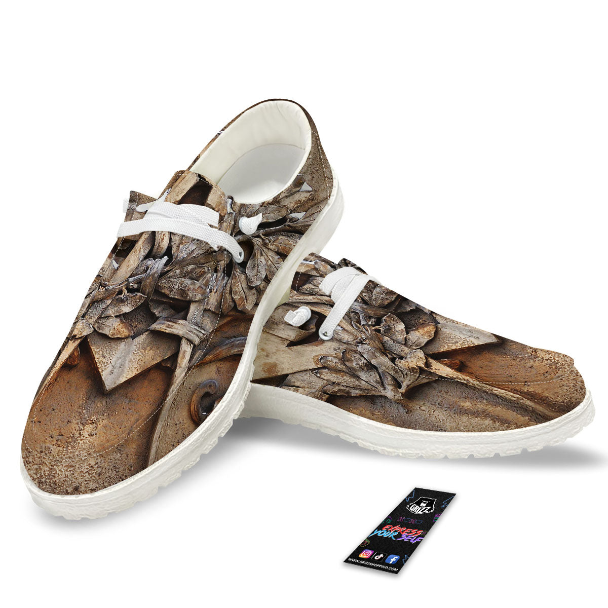 Emblem Freemasonry Print White Loafers-grizzshop