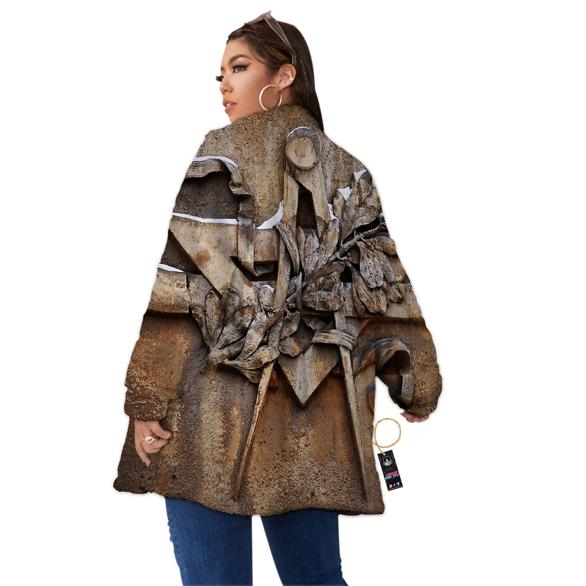 Emblem Freemasonry Print Women's Sherpa Jacket-grizzshop