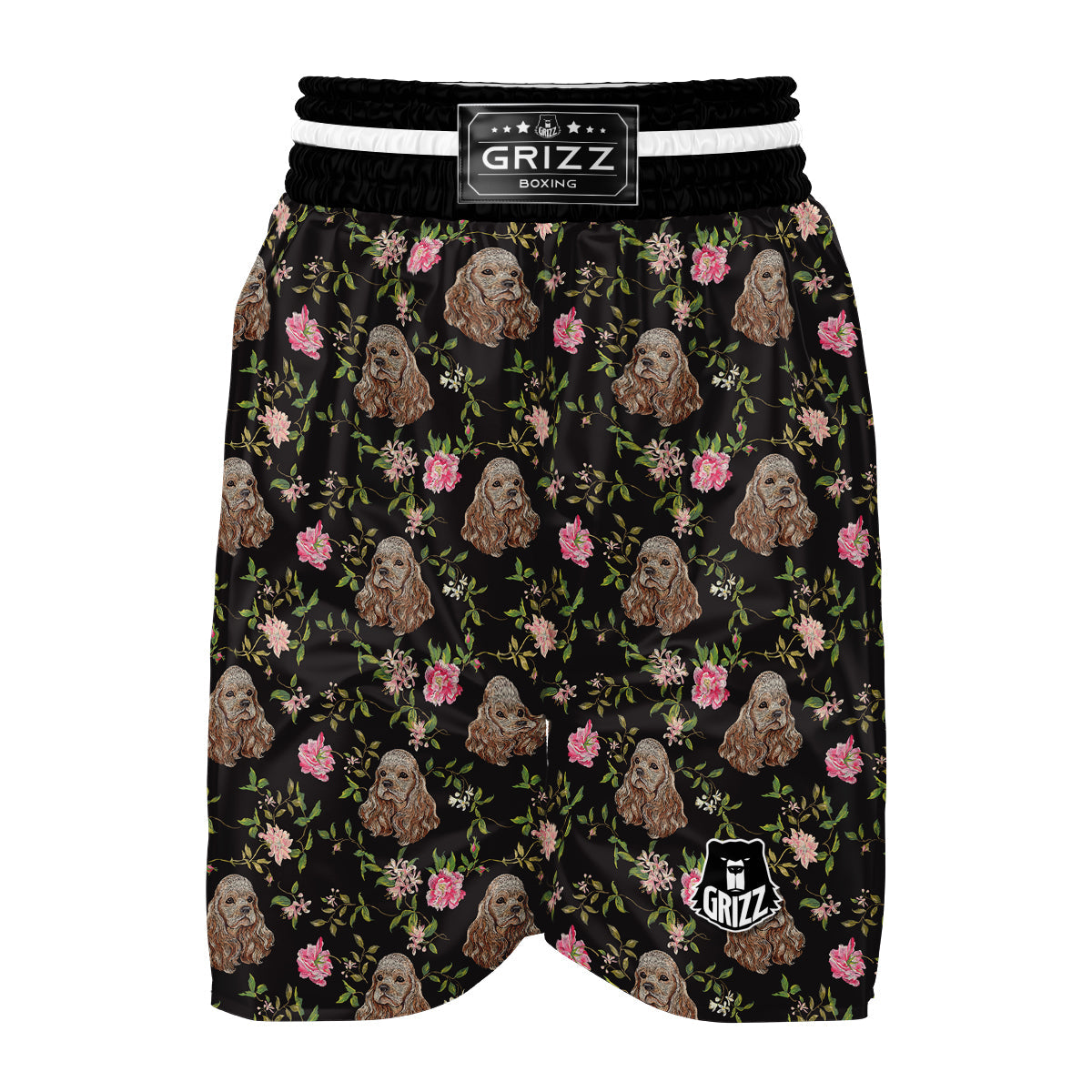 Embroidery Cocker spaniel Print Pattern Boxing Shorts-grizzshop
