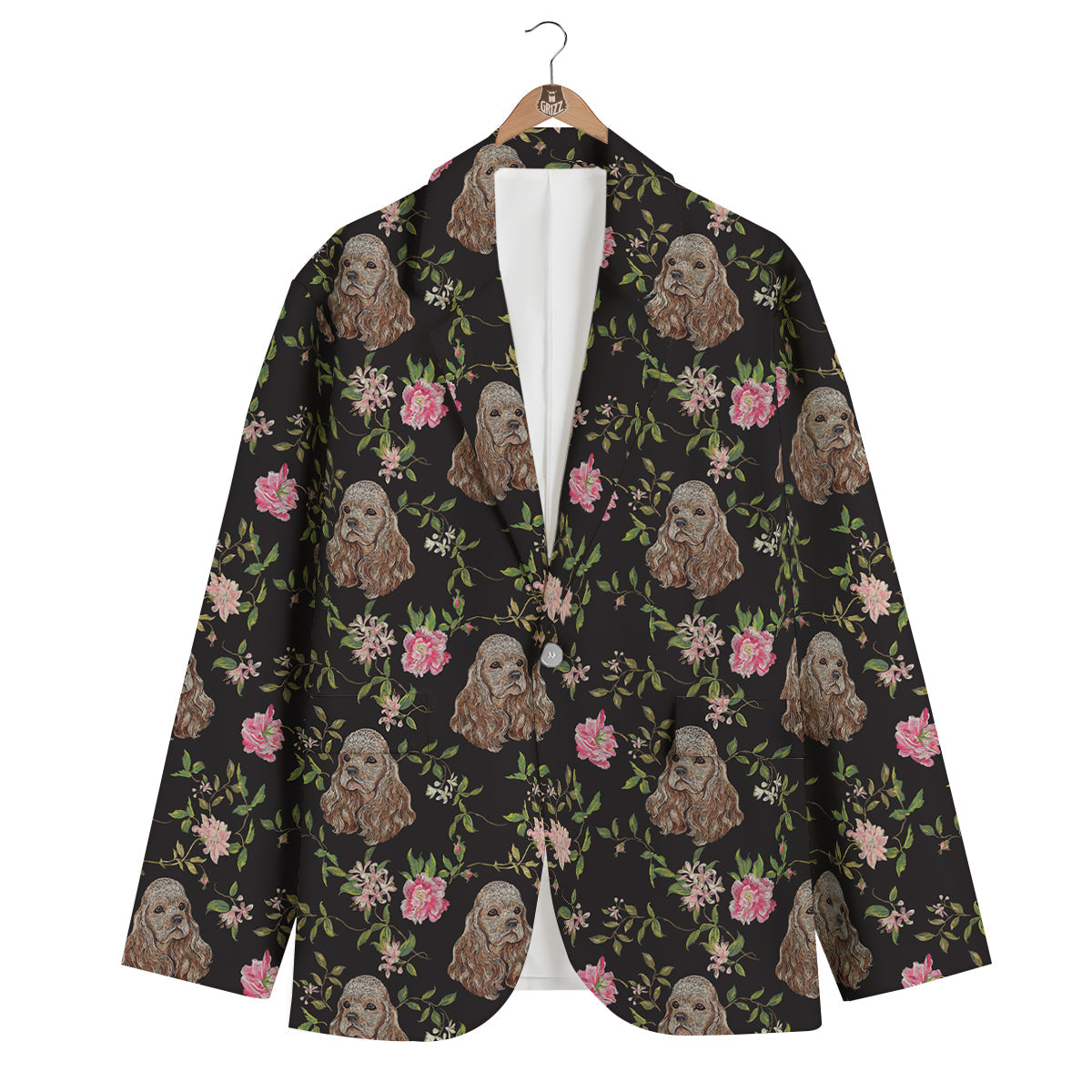 Embroidery Cocker spaniel Print Pattern Men's Blazer-grizzshop