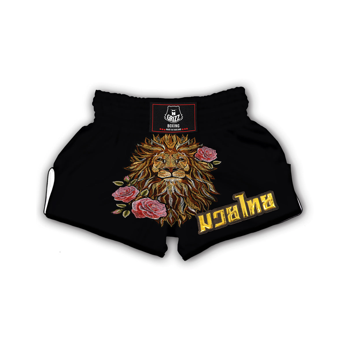 Embroidery Lion Print Muay Thai Boxing Shorts-grizzshop