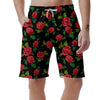 Embroidery Red Rose Floral Print Men's Shorts-grizzshop