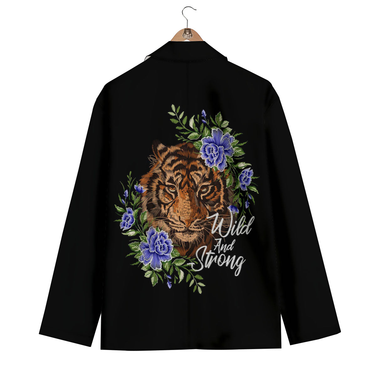 Embroidery Tiger Pattern Print Men's Blazer-grizzshop