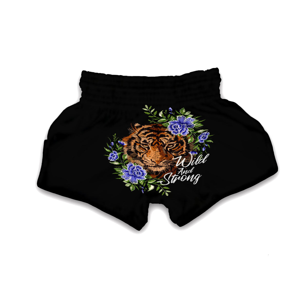 Embroidery Tiger Pattern Print Muay Thai Boxing Shorts-grizzshop