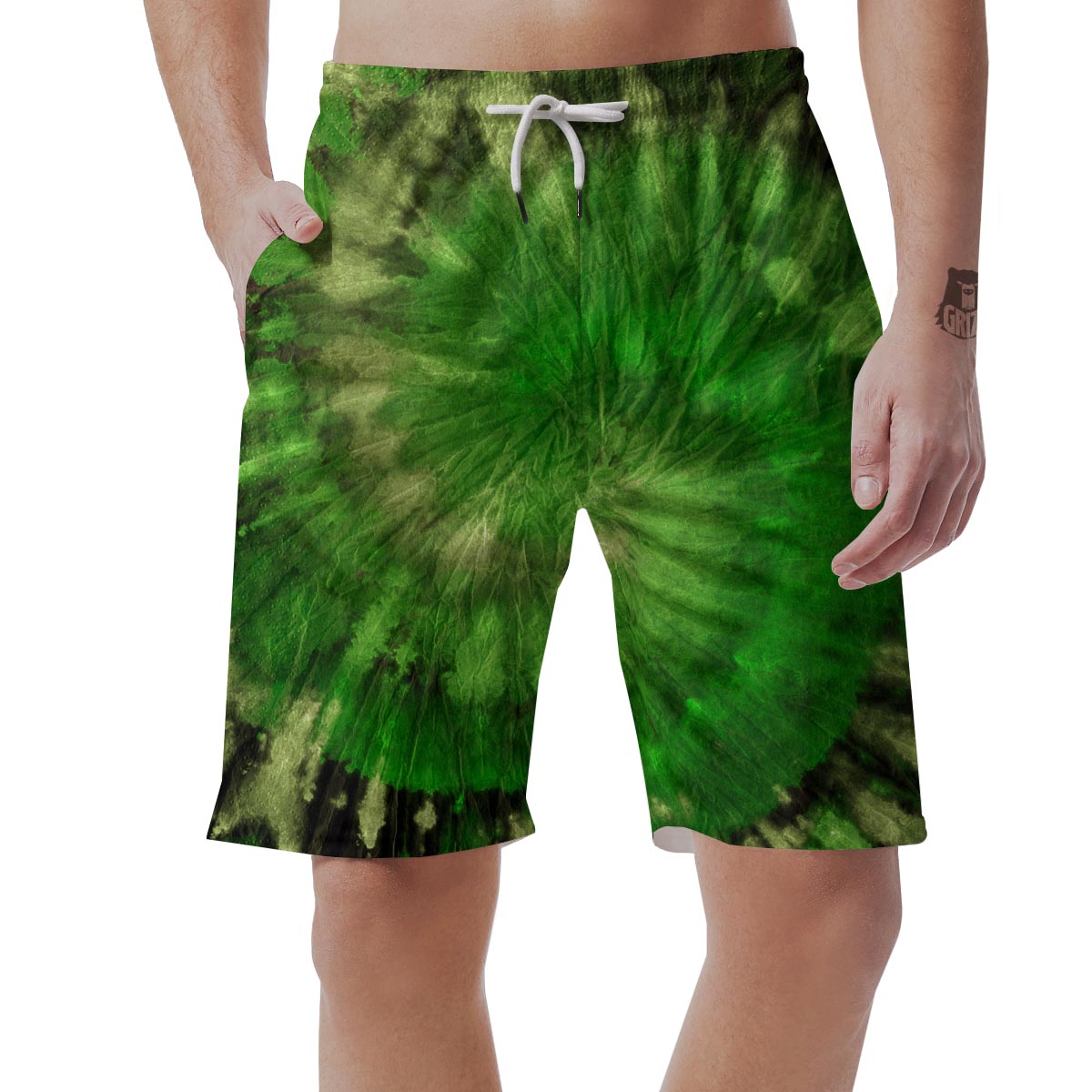 Emerald Green Tie Dye Men's Shorts-grizzshop