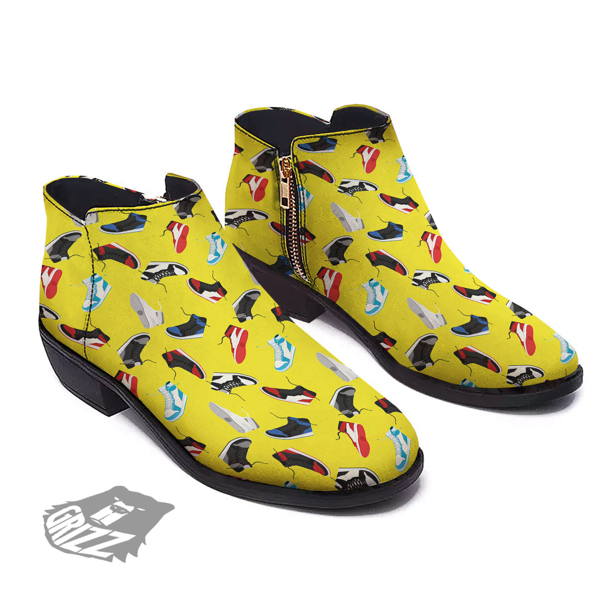 Emo Shoes Print Pattern Ankle Boots-grizzshop