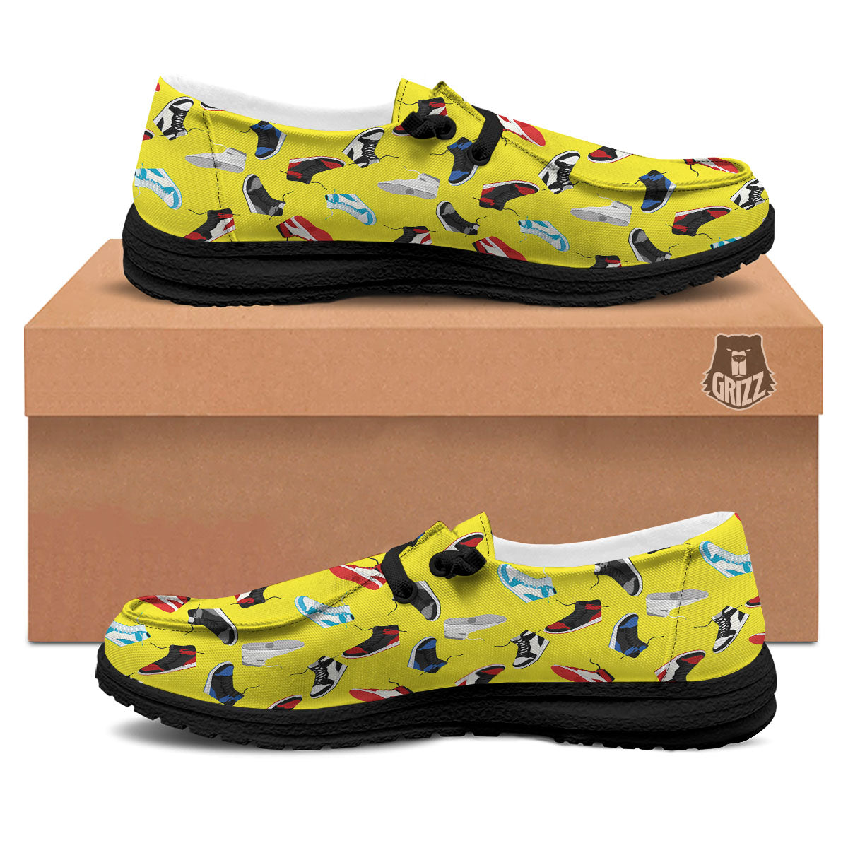 Emo Shoes Print Pattern Black Loafers-grizzshop