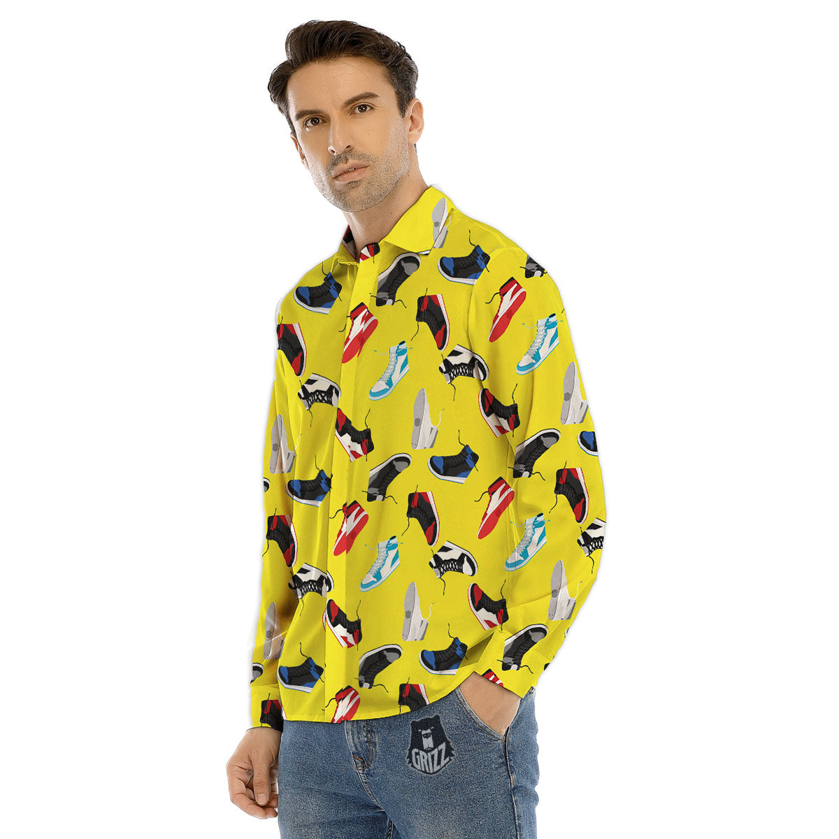 Emo Shoes Print Pattern Men's Dress Shirts-grizzshop