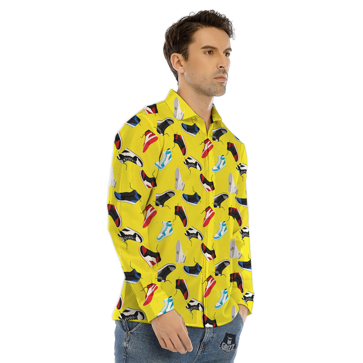 Emo Shoes Print Pattern Men's Dress Shirts-grizzshop