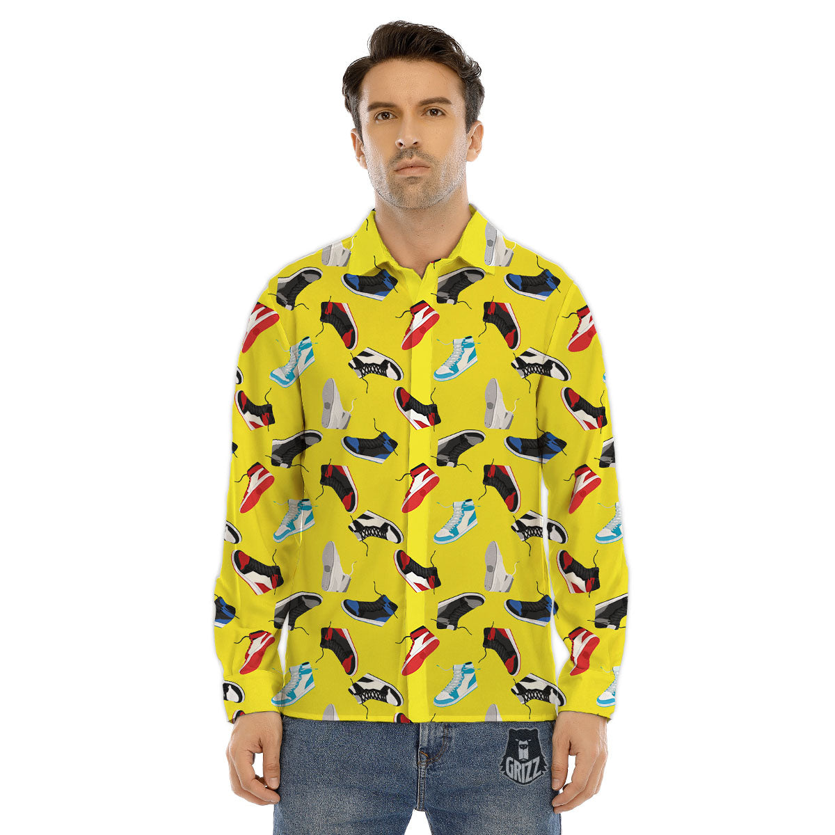 Emo Shoes Print Pattern Men's Dress Shirts-grizzshop
