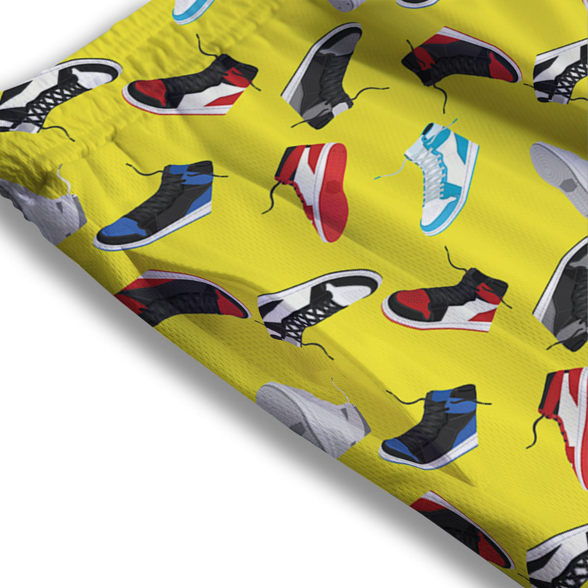 Emo Shoes Print Pattern Mesh Shorts-grizzshop