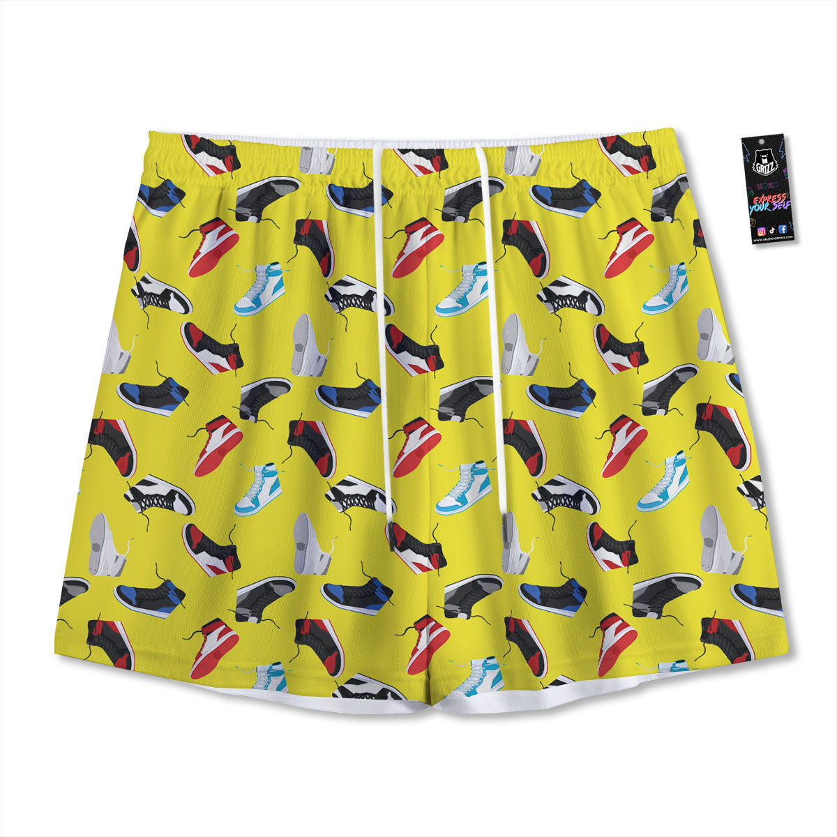 Emo Shoes Print Pattern Mesh Shorts-grizzshop