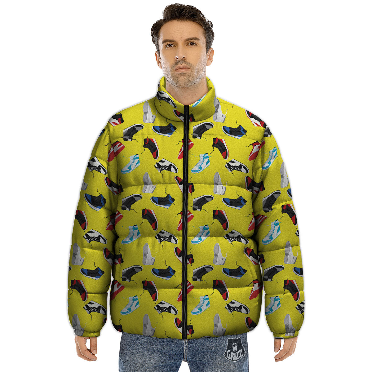 Emo Shoes Print Pattern Puffer Jacket-grizzshop
