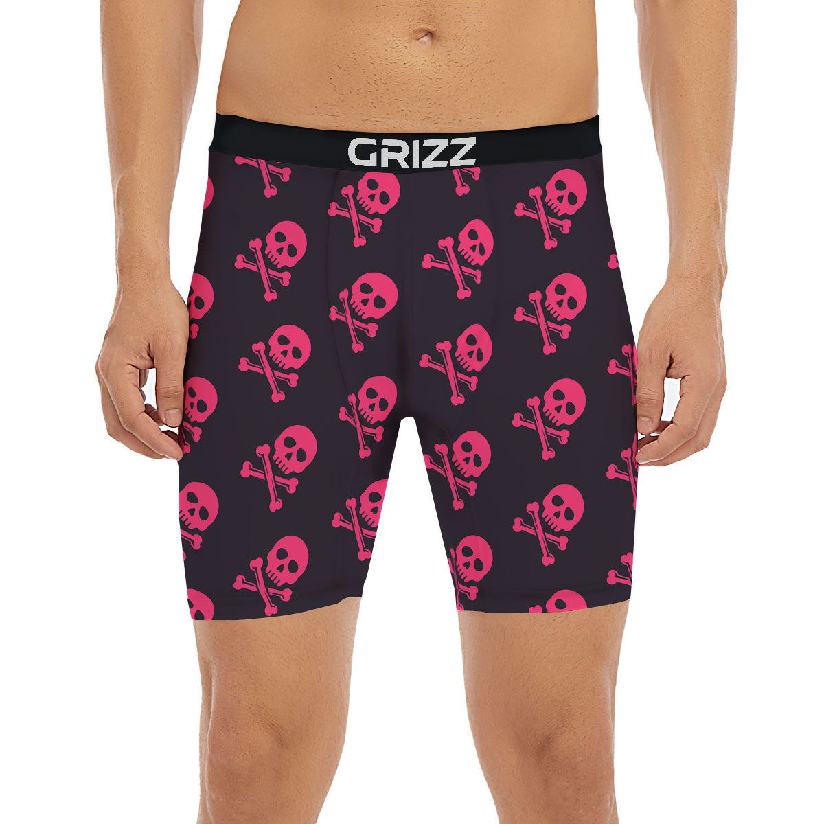 Emo Skull Pink Print Pattern Boxer Briefs-grizzshop