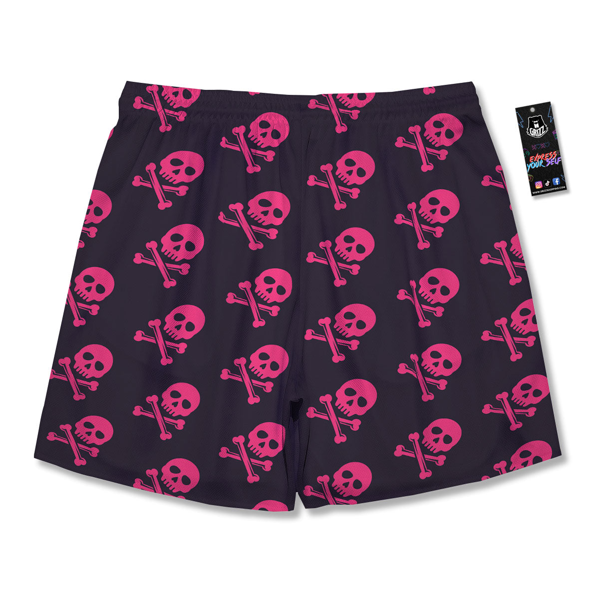 Emo Skull Pink Print Pattern Men's Running Shorts-grizzshop