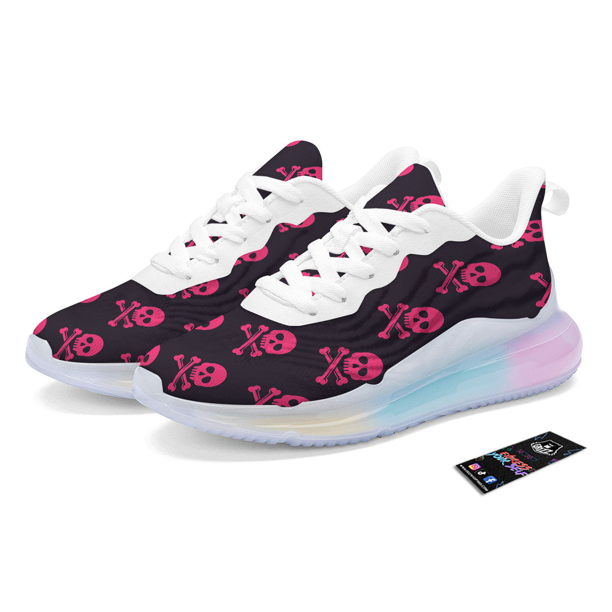 Emo Skull Pink Print Pattern Running Sneakers-grizzshop