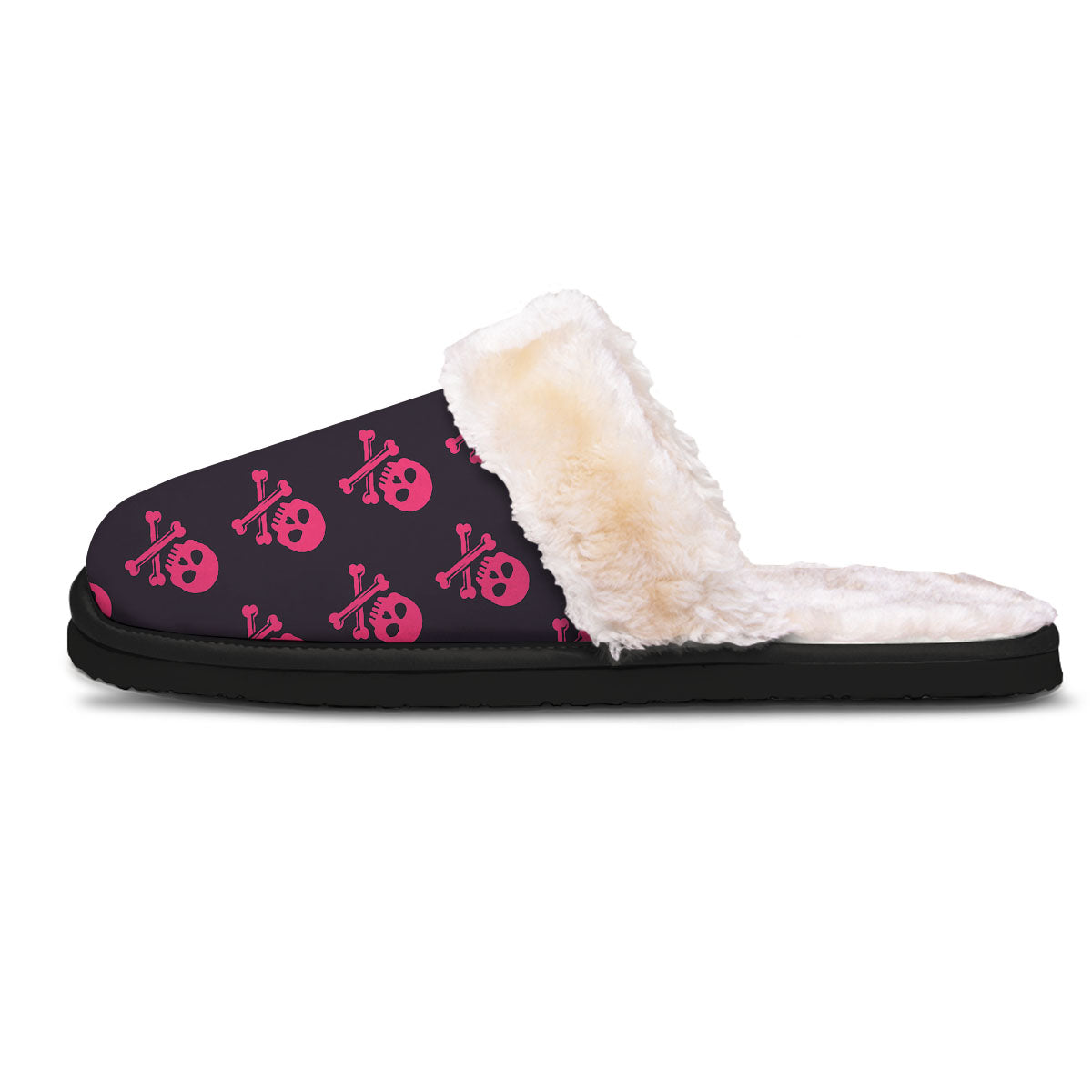 Emo Skull Pink Print Pattern Slippers-grizzshop