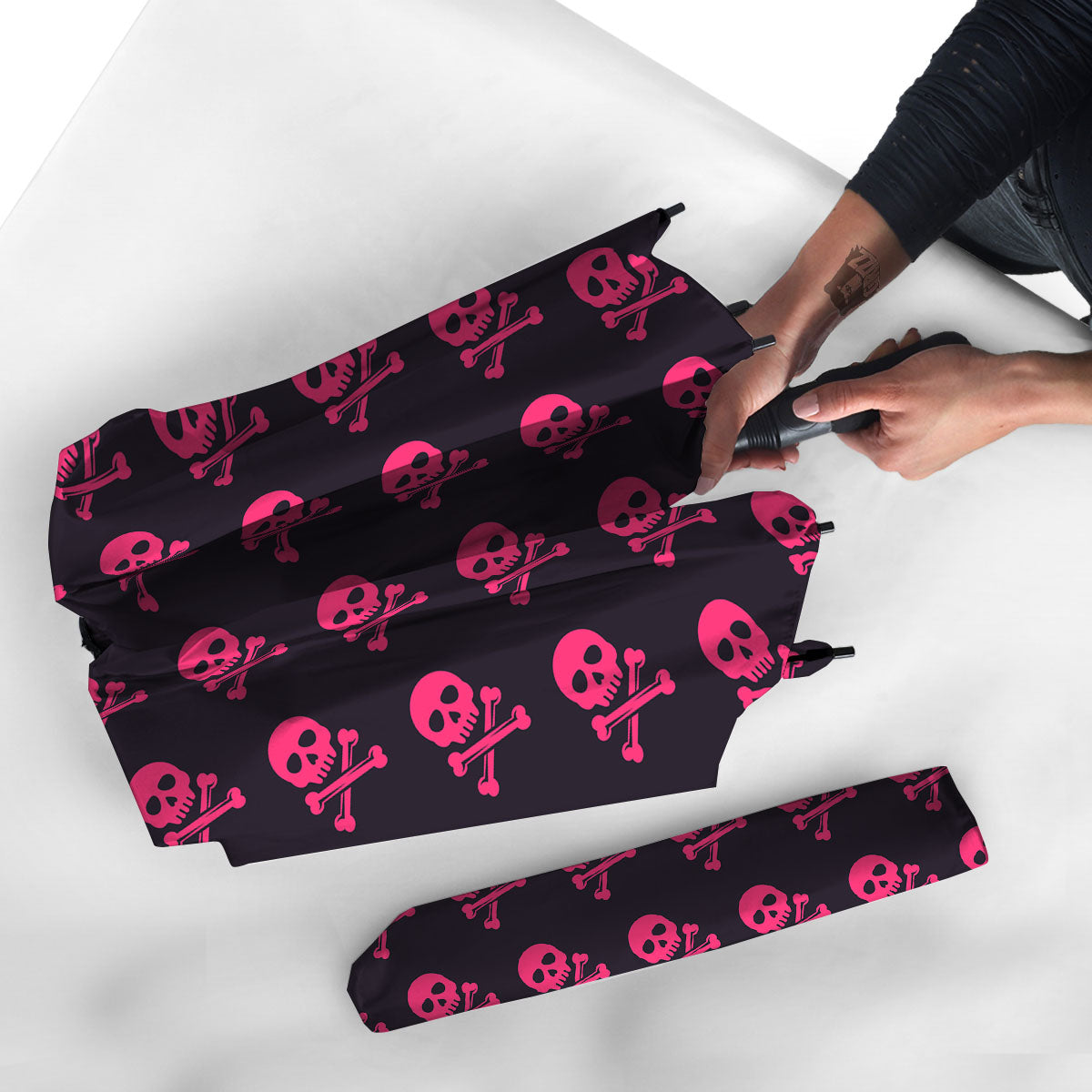 Emo Skull Pink Print Pattern Umbrella-grizzshop