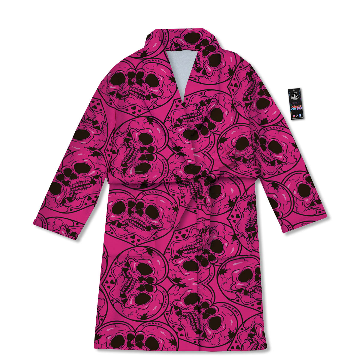 Emo Symbols Pink Print Pattern Bathrobe-grizzshop