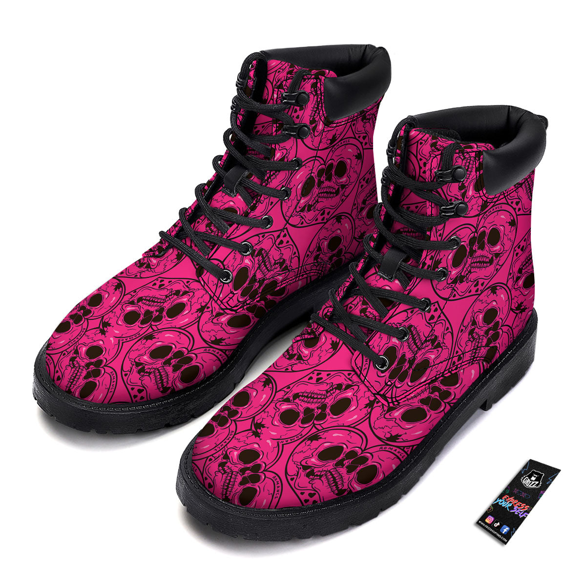 Emo Symbols Pink Print Pattern Boots-grizzshop
