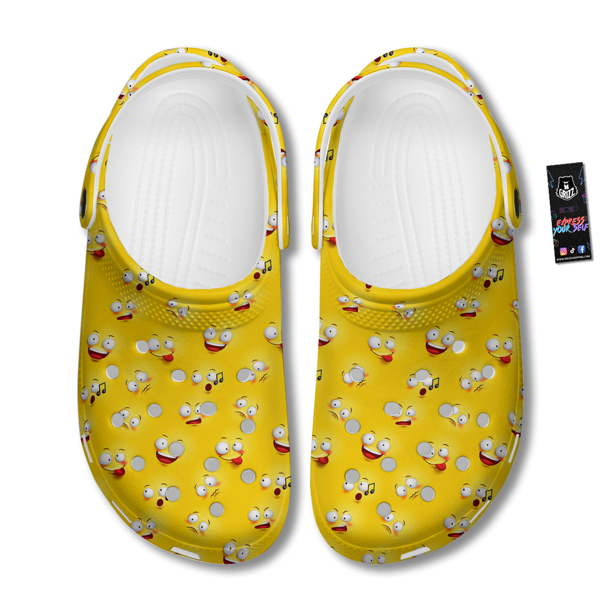 Emoji 3D Face Print Pattern Clog-grizzshop