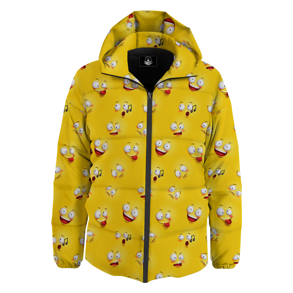 Emoji 3D Face Print Pattern Down Jacket-grizzshop