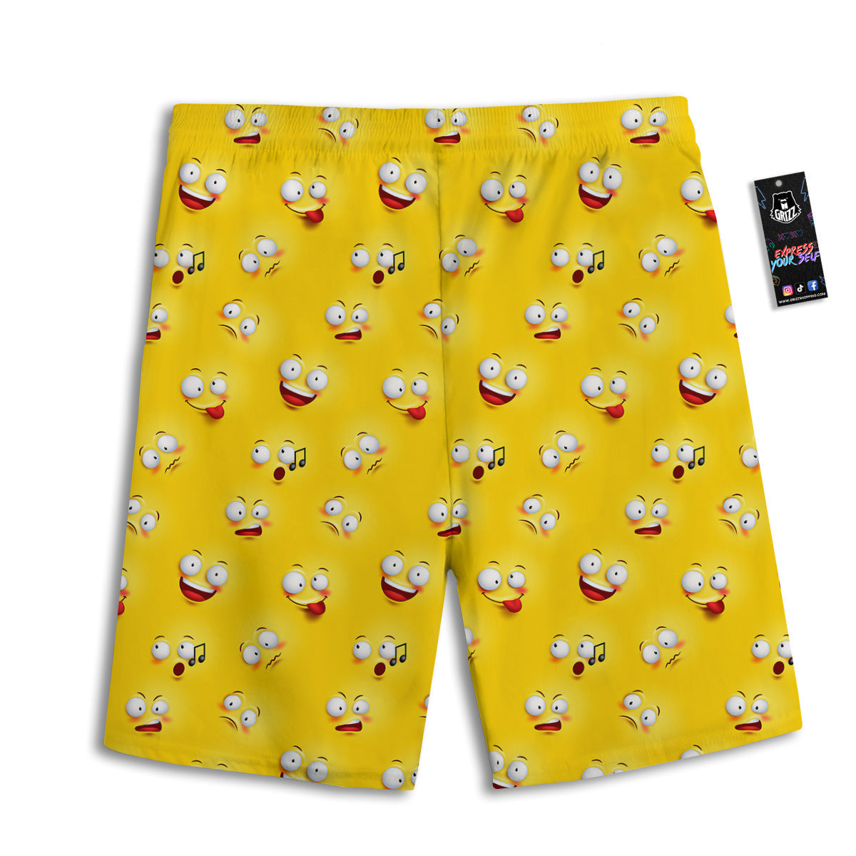 Emoji 3D Face Print Pattern Men's Athletic Shorts