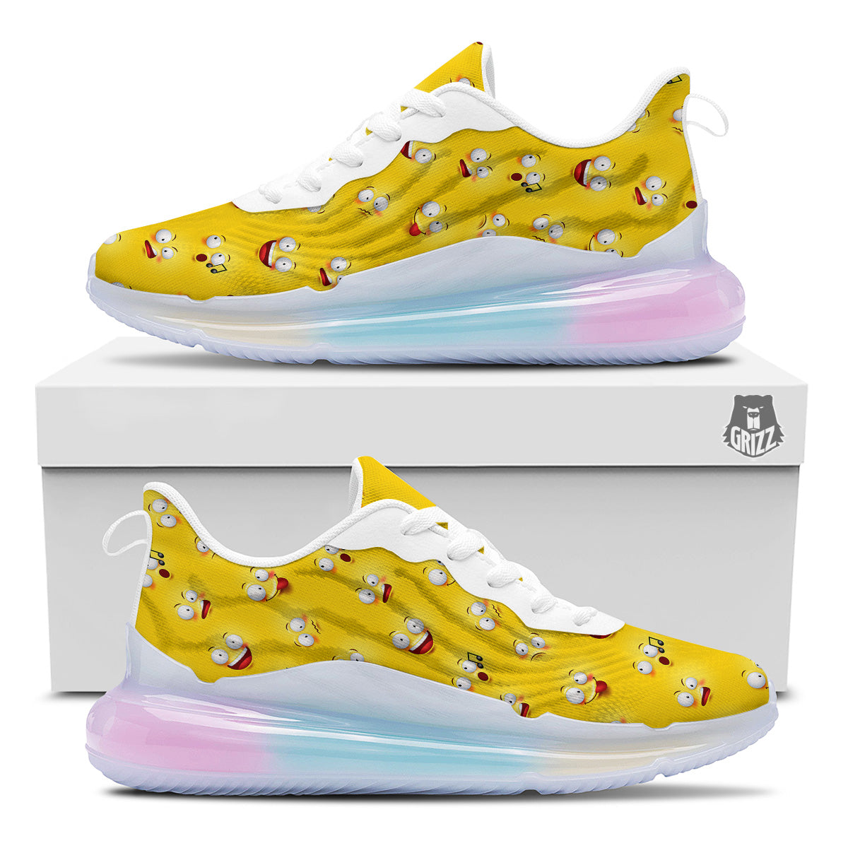 Emoji 3D Face Print Pattern Running Sneakers-grizzshop