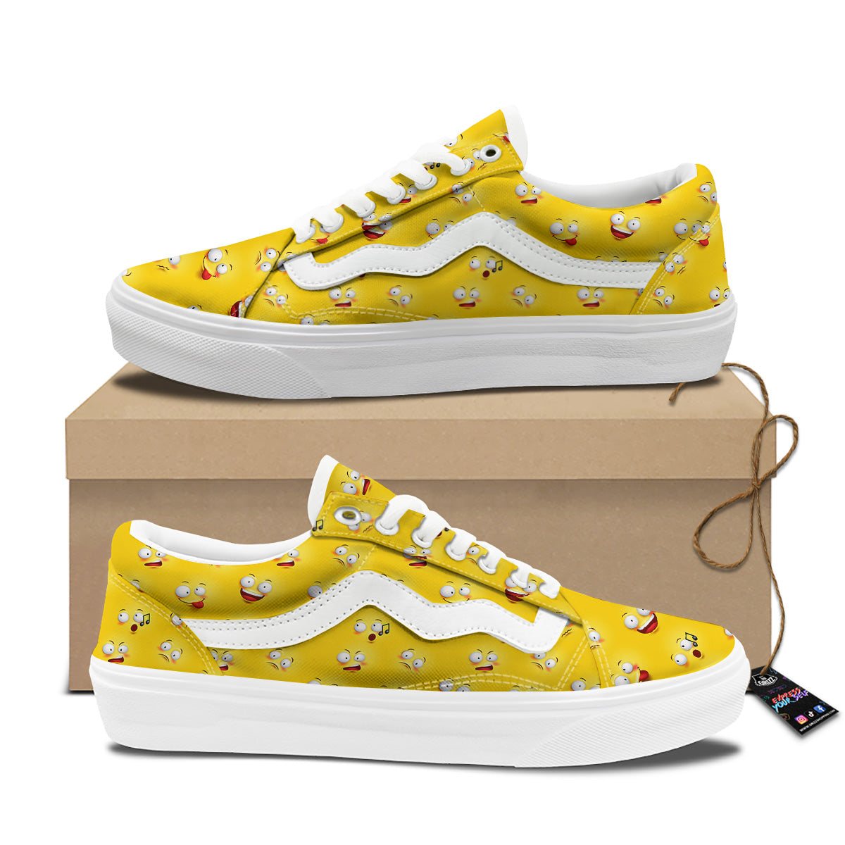 Emoji 3D Face Print Pattern Skate Shoes-grizzshop
