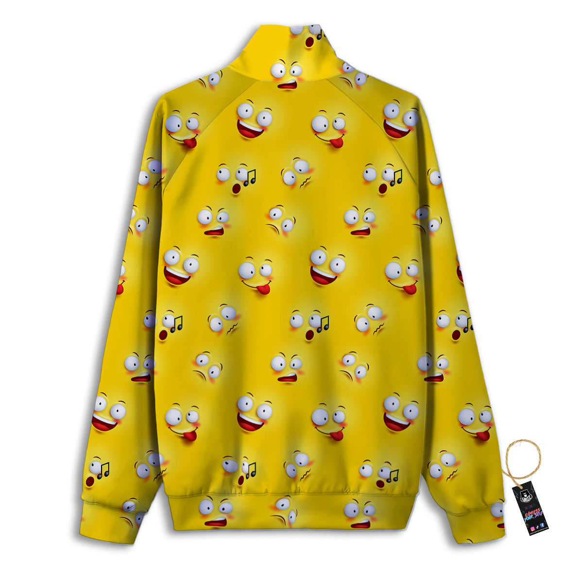 Emoji 3D Face Print Pattern Track Jacket-grizzshop