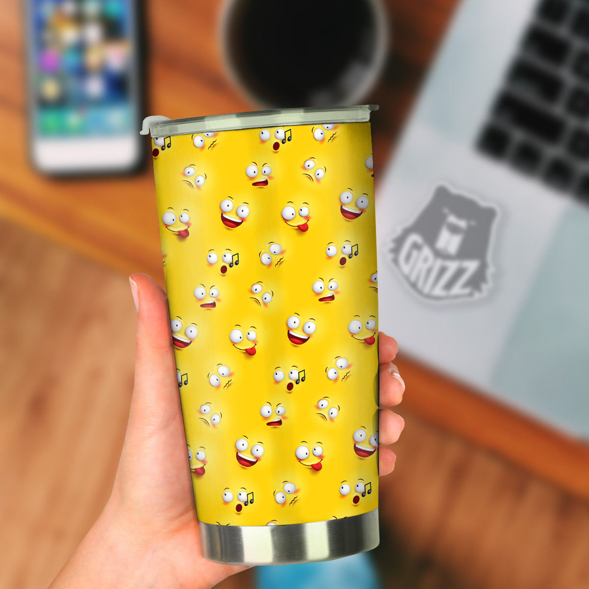 Emoji 3D Face Print Pattern Tumbler-grizzshop