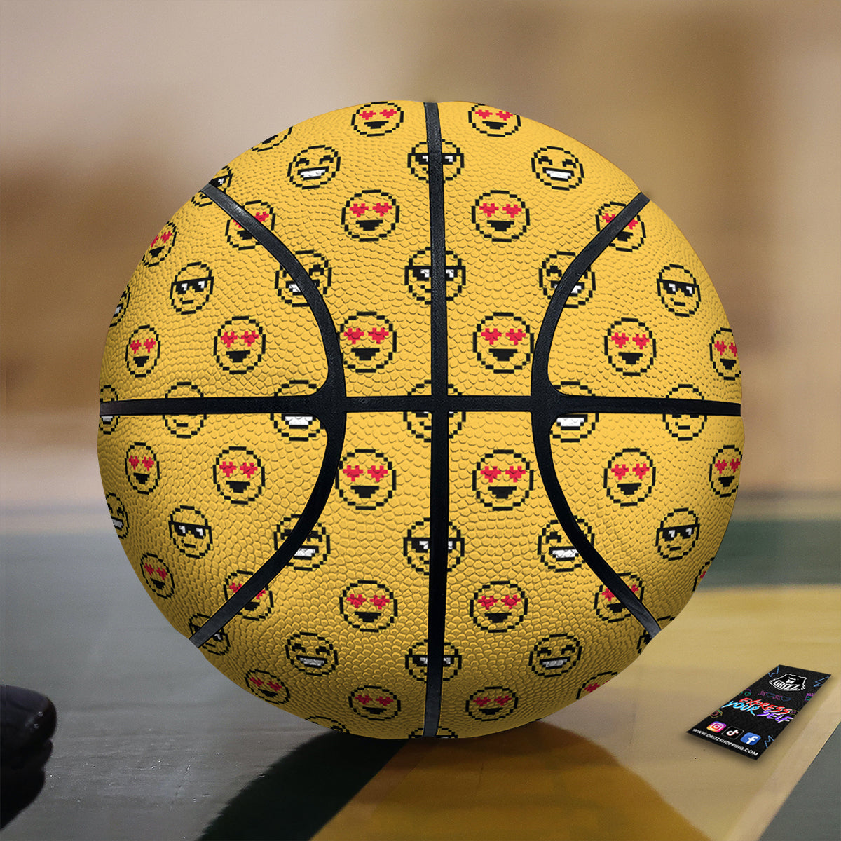 Emoji 8-Bit Print Pattern Basketball-grizzshop