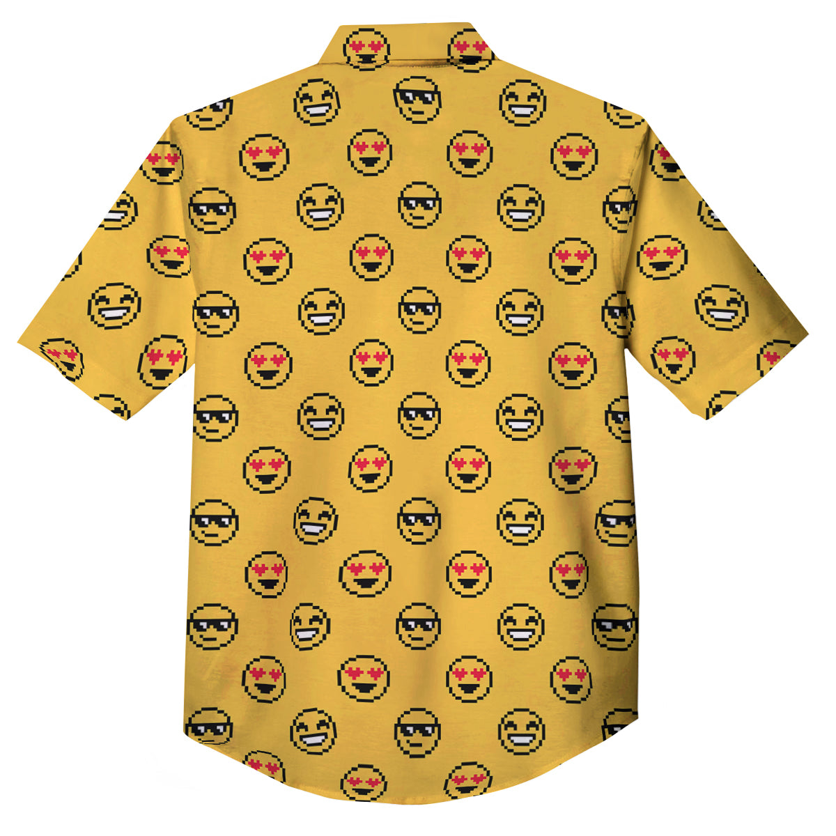 Emoji 8-Bit Print Pattern Button Up Shirt-grizzshop