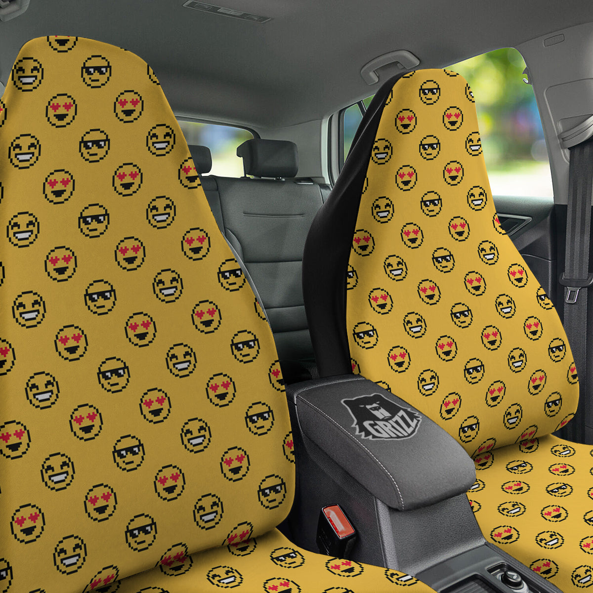 Emoji 8-Bit Print Pattern Car Seat Covers-grizzshop