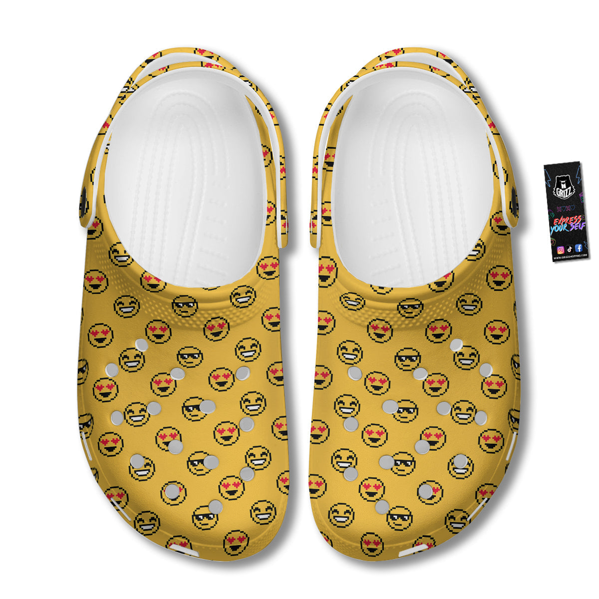 Emoji 8-Bit Print Pattern Clog-grizzshop