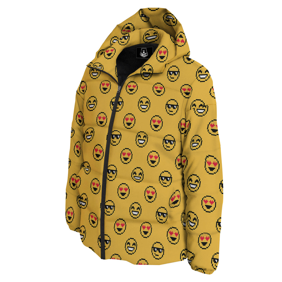 Emoji 8-Bit Print Pattern Down Jacket-grizzshop
