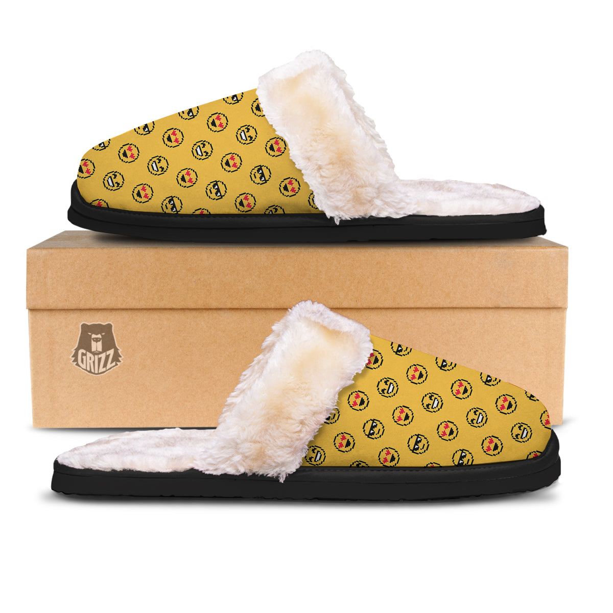 Emoji 8-Bit Print Pattern Slippers-grizzshop