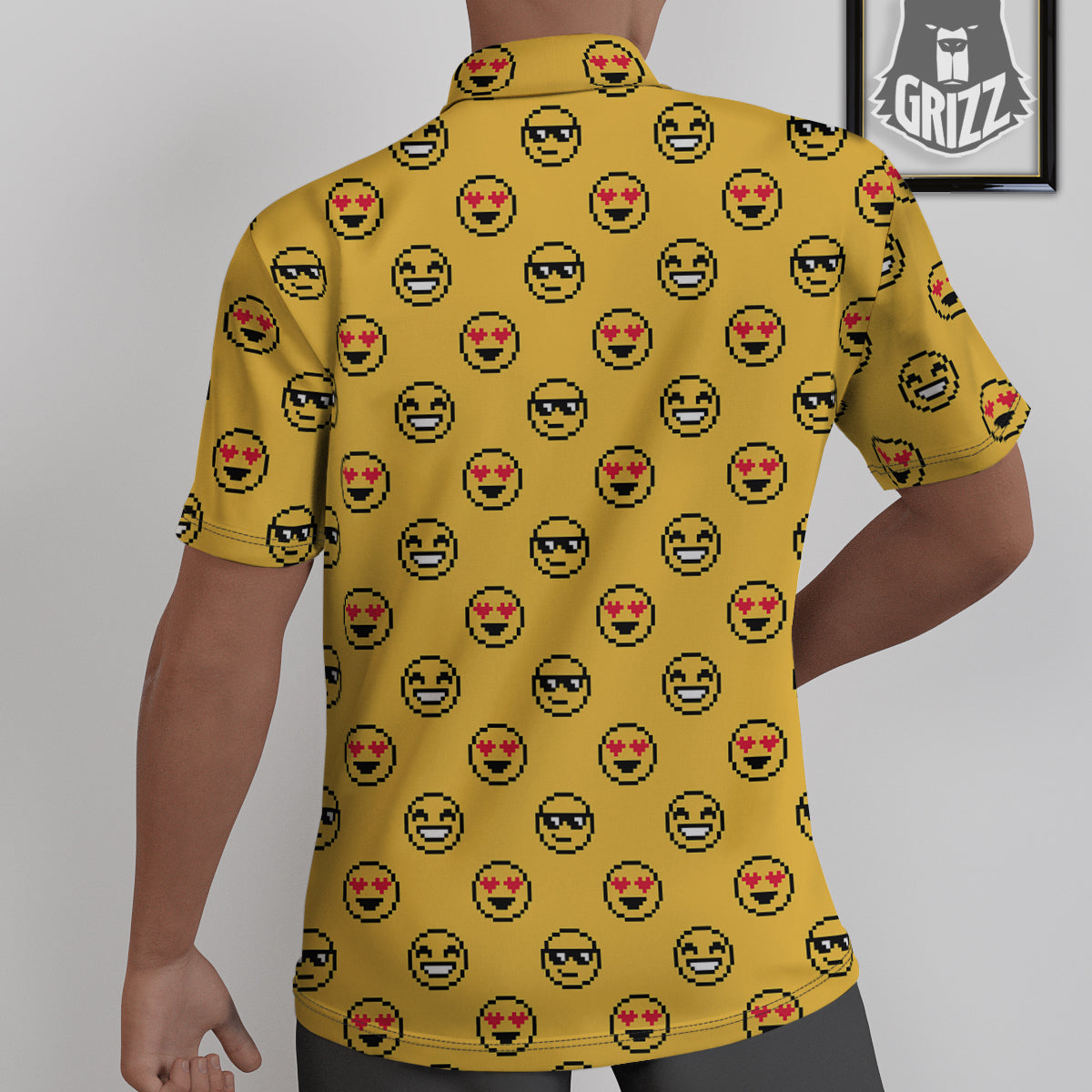 Emoji 8-Bit Print Pattern Untucked Shirts-grizzshop