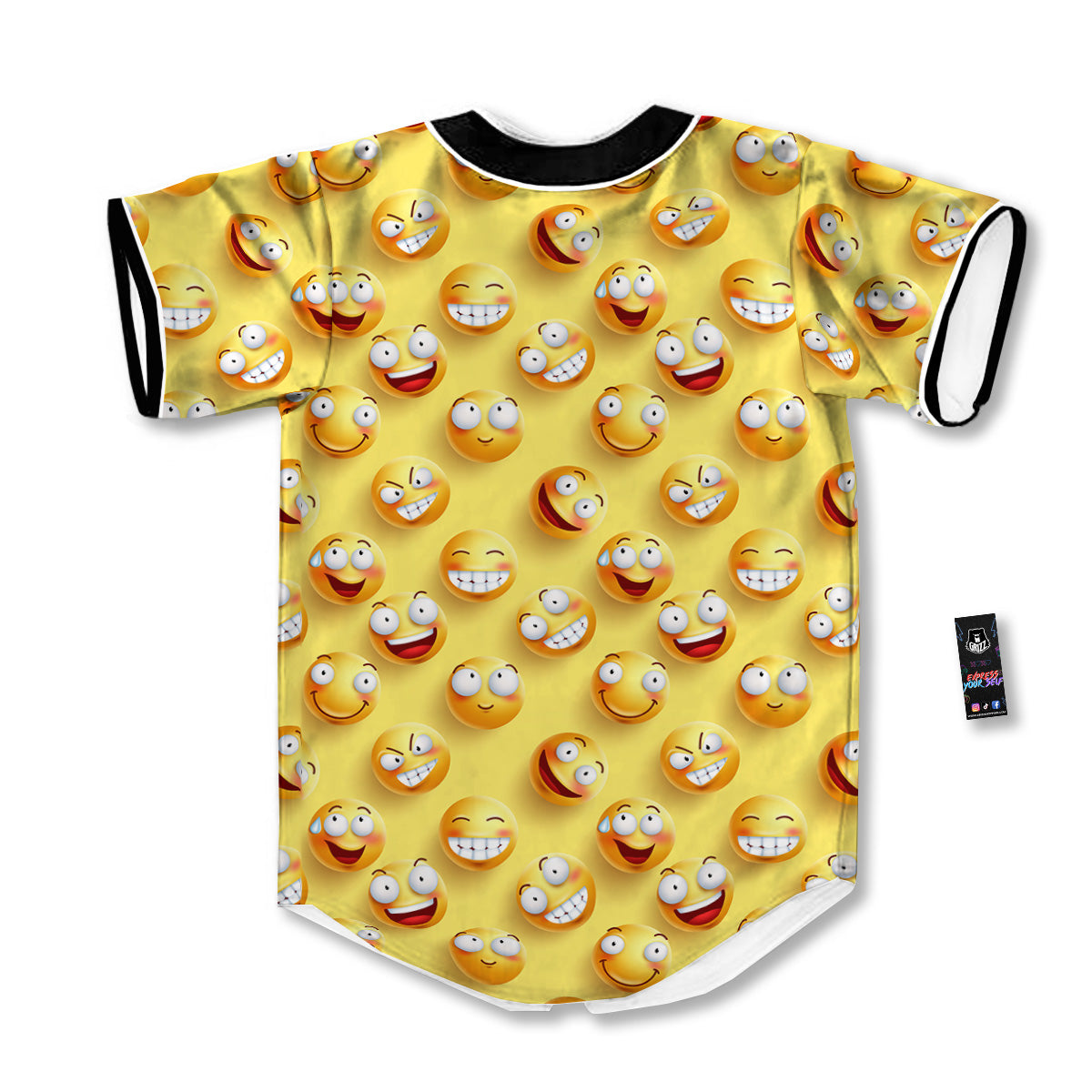 Emoji And Facial Expressions Print Pattern Baseball Jersey-grizzshop