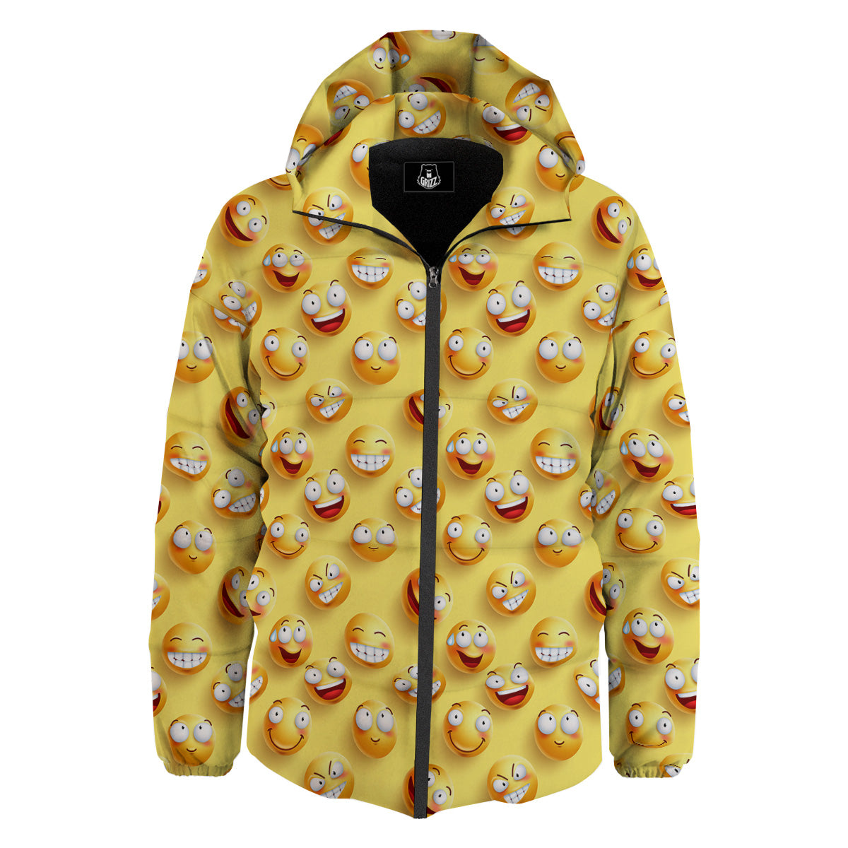 Emoji And Facial Expressions Print Pattern Down Jacket-grizzshop