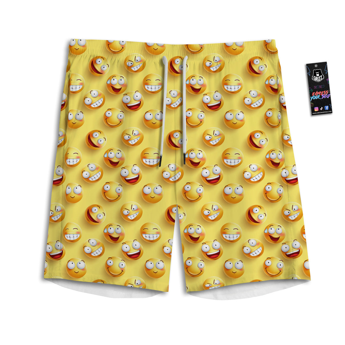 Emoji And Facial Expressions Print Pattern Men's Athletic Shorts