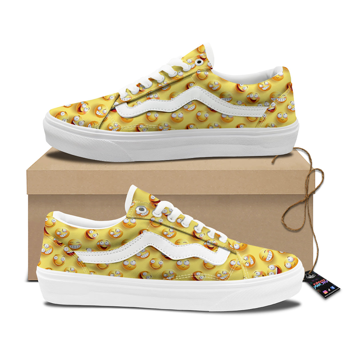 Emoji And Facial Expressions Print Pattern Skate Shoes-grizzshop