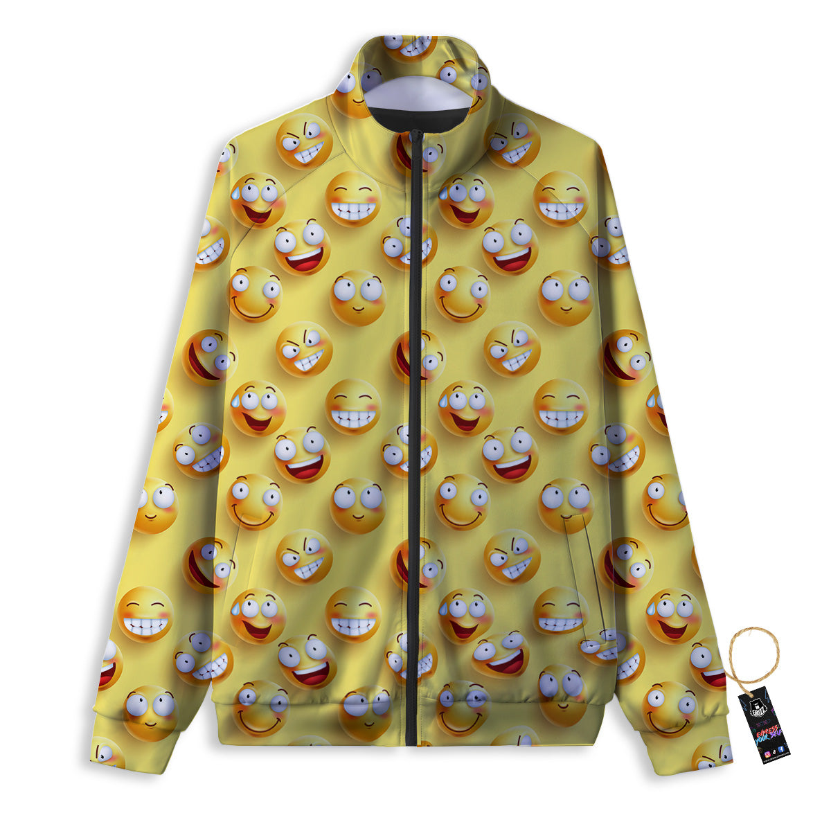 Emoji And Facial Expressions Print Pattern Track Jacket-grizzshop