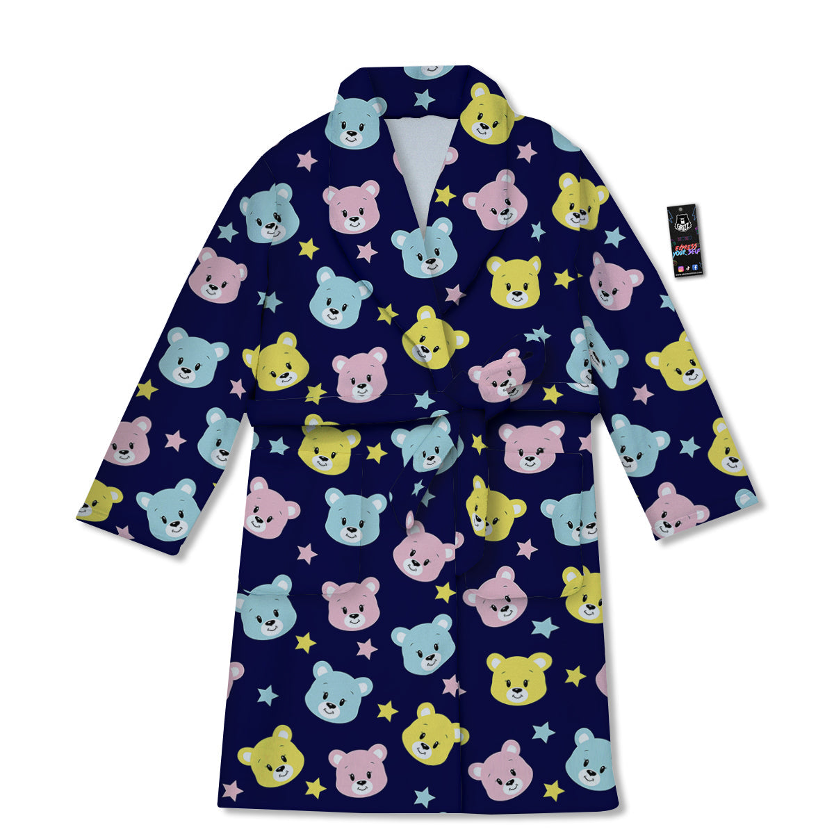 Emoji Bear Print Pattern Bathrobe-grizzshop