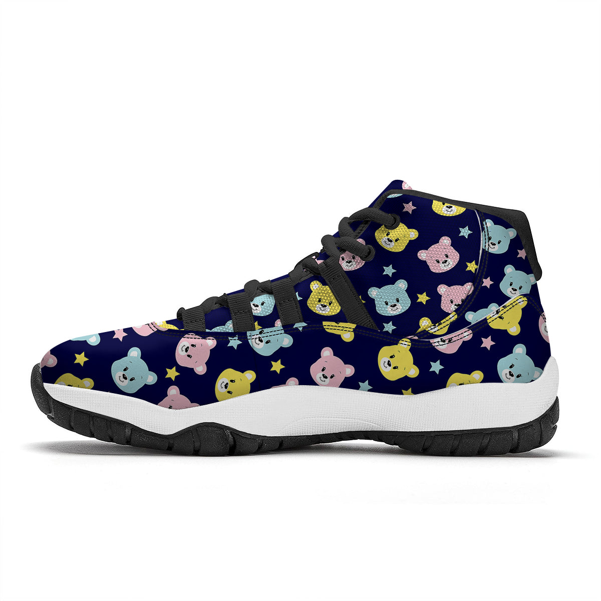 Emoji Bear Print Pattern Black Bball Shoes-grizzshop